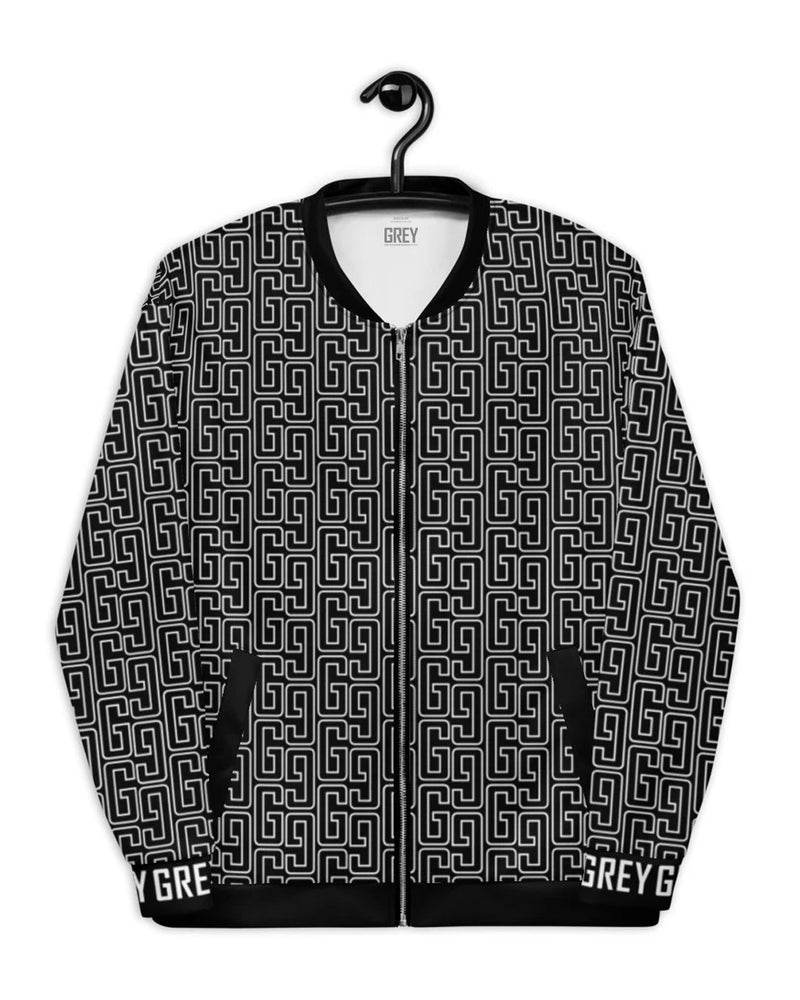 GREYGANG Signature Pattern Bomber Jacket-Sweatshirt-XS-Black-GREY Style