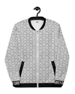 GREYGANG Signature Pattern Bomber Jacket-Sweatshirt-XS-White-GREY Style