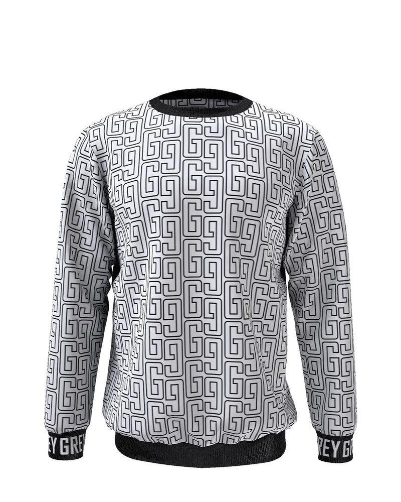 GREYGANG Signature Pattern Sweatshirt-Sweatshirt-XS-White-GREY Style