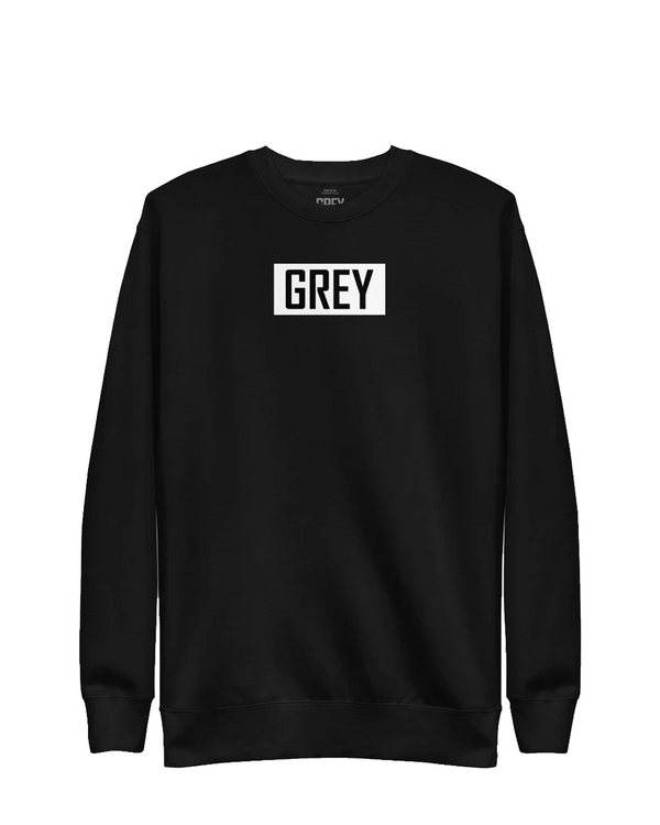 Grey Monochrome Box Logo Sweatshirt-Sweatshirt-Black-S-GREY Style