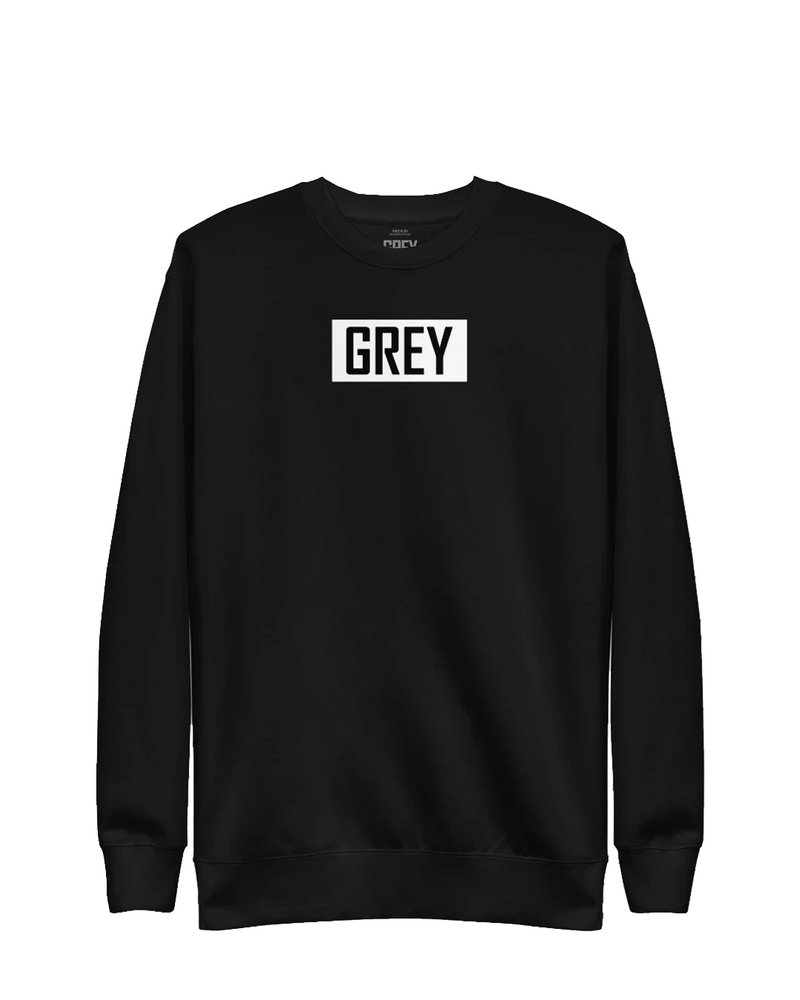 Grey Monochrome Box Logo Sweatshirt-Sweatshirt-White-S-GREY Style