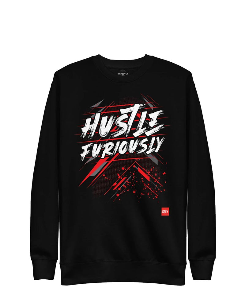 Hustle Furiously Sweatshirt-Sweatshirt-Black-S-GREY Style