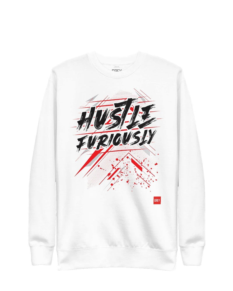Hustle Furiously Sweatshirt-Sweatshirt-White-S-GREY Style