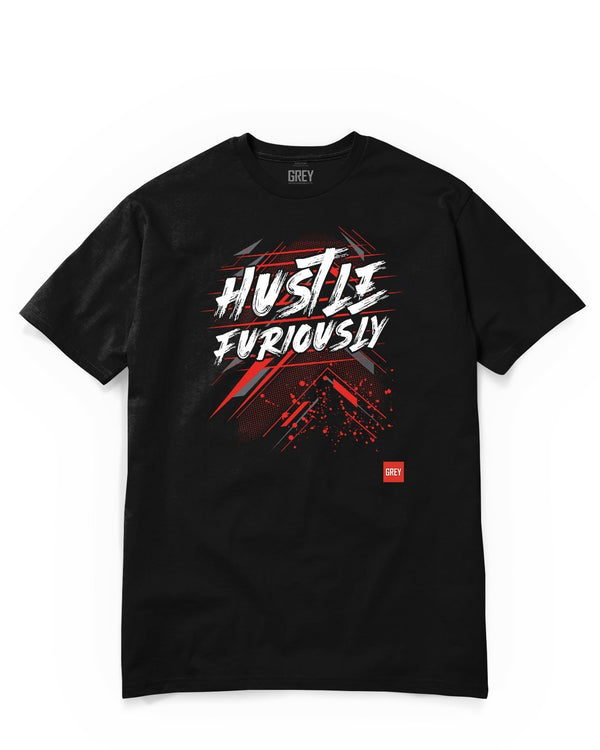 Hustle Furiously Tee-T-Shirt-White-XS-GREY Style