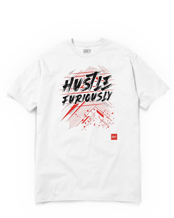Hustle Furiously Tee-T-Shirt-White-XS-GREY Style