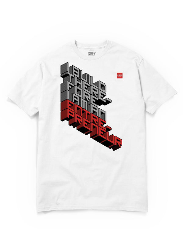 I Build Therefore I am Tee-T-Shirt-White-XS-GREY Style