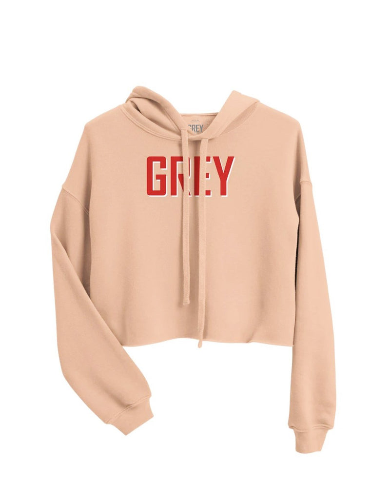 Large Font Crop Hoodie-Sweatshirt-Peach-S-GREY Style