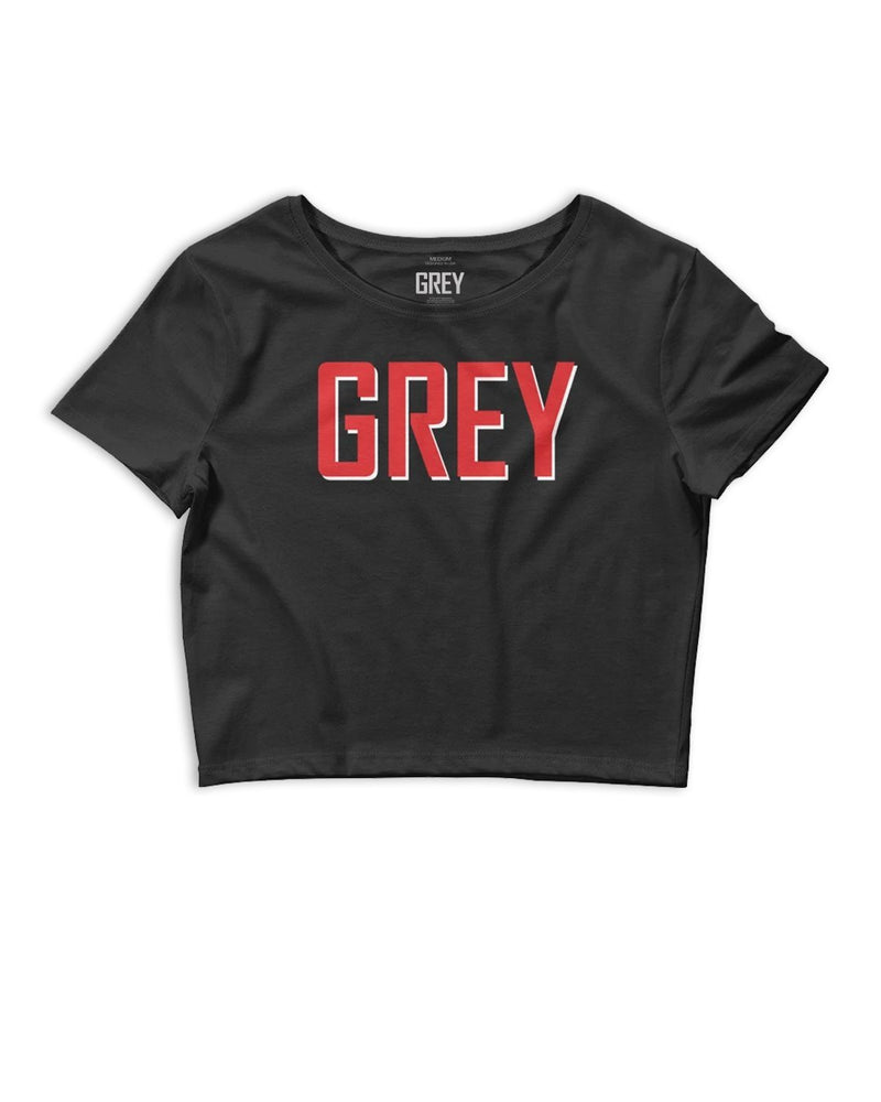 Large Font Women's Cropped Top Tee-Crop Top-White-XS/SM-GREY Style