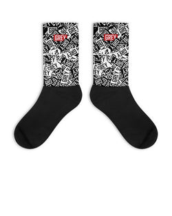Messy Logo Socks-Socks-Black-M-GREY Style