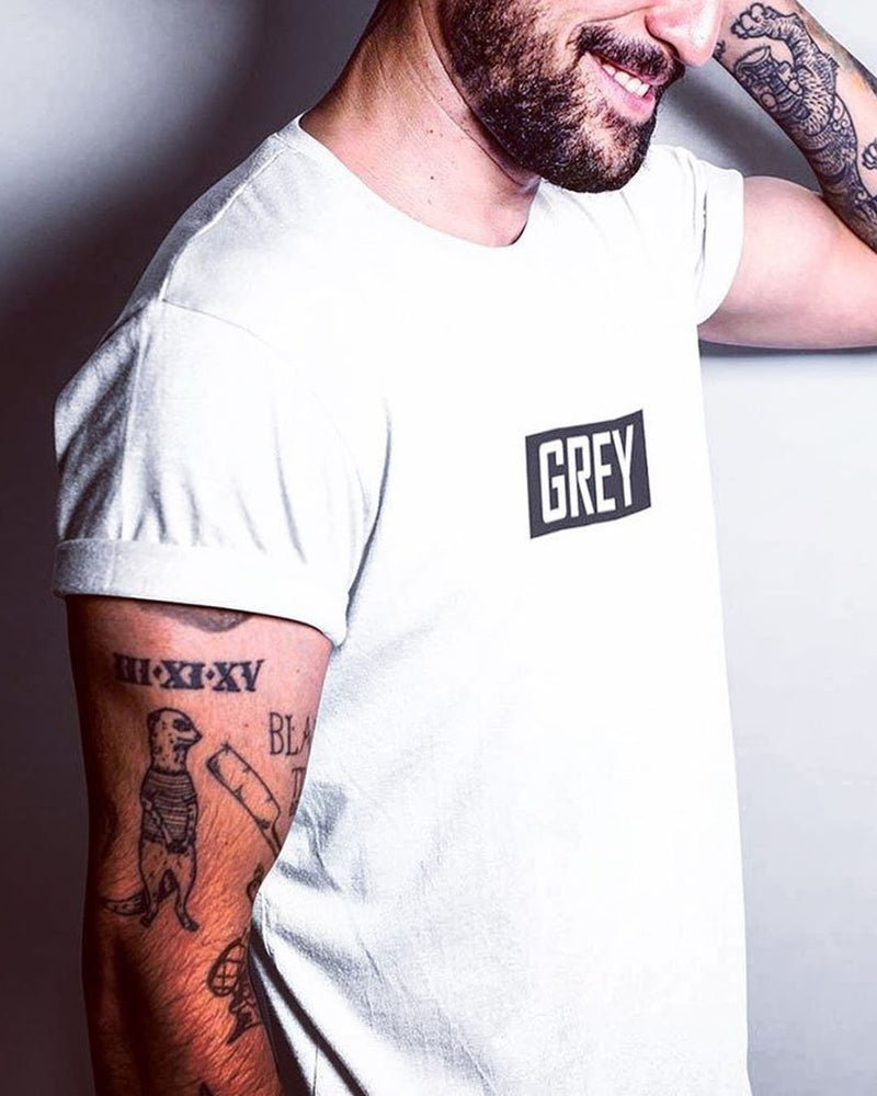 Monochrome Box Logo Tee-T-Shirt-White-XS-GREY Style
