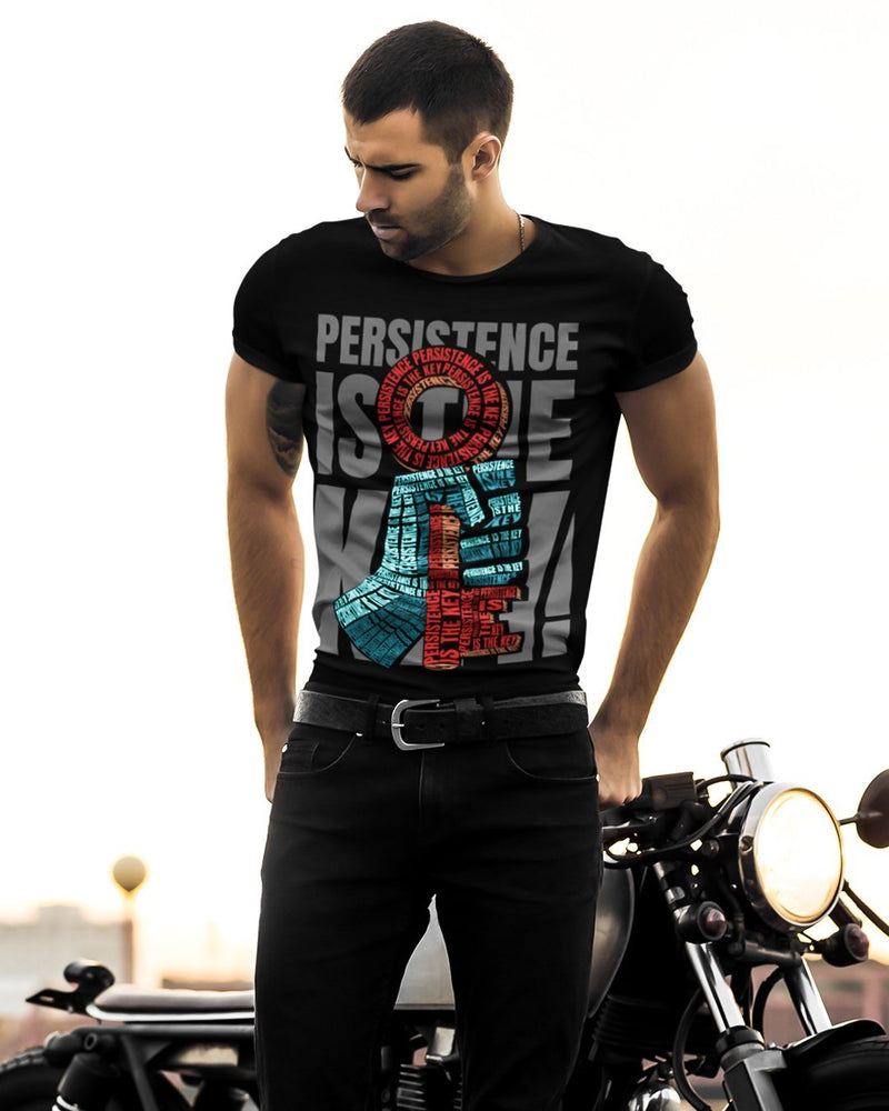 Persistence Is The Key To Success Tee-T-Shirt-White-XS-GREY Style