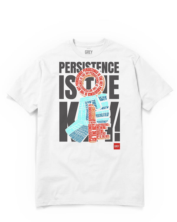 Persistence Is The Key To Success Tee-T-Shirt-White-XS-GREY Style