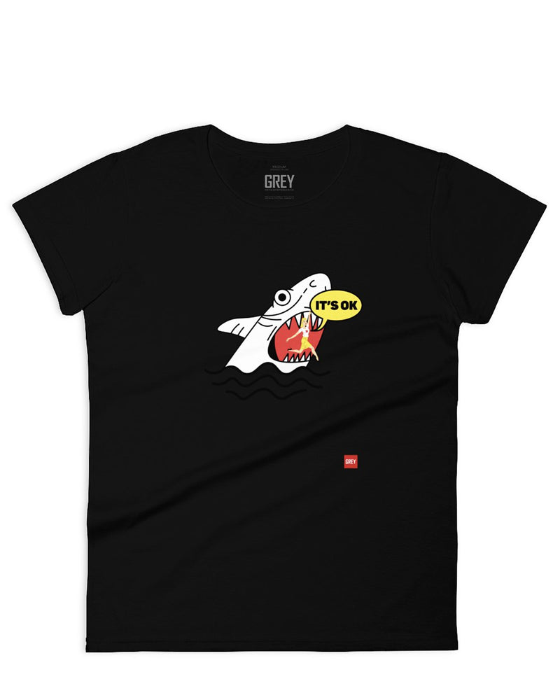 Shark Is Okay Women's Tee-T-Shirt-White-S-GREY Style