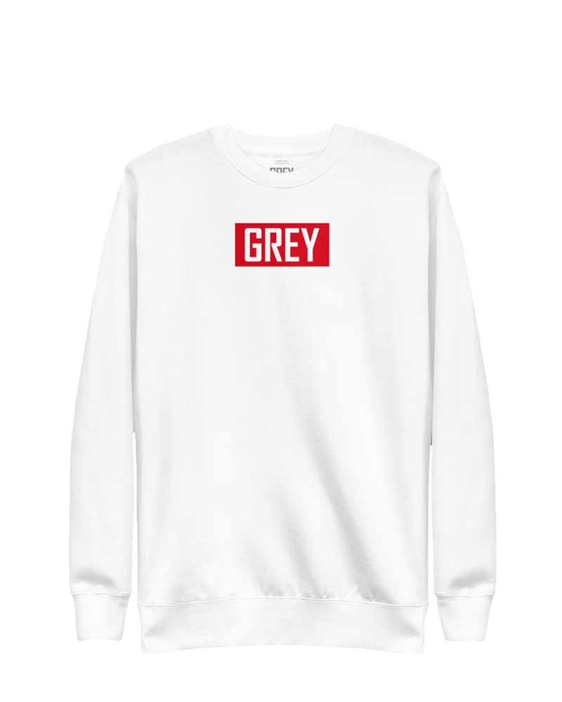 Signature Red Box Logo Sweatshirt-Sweatshirt-White-S-GREY Style