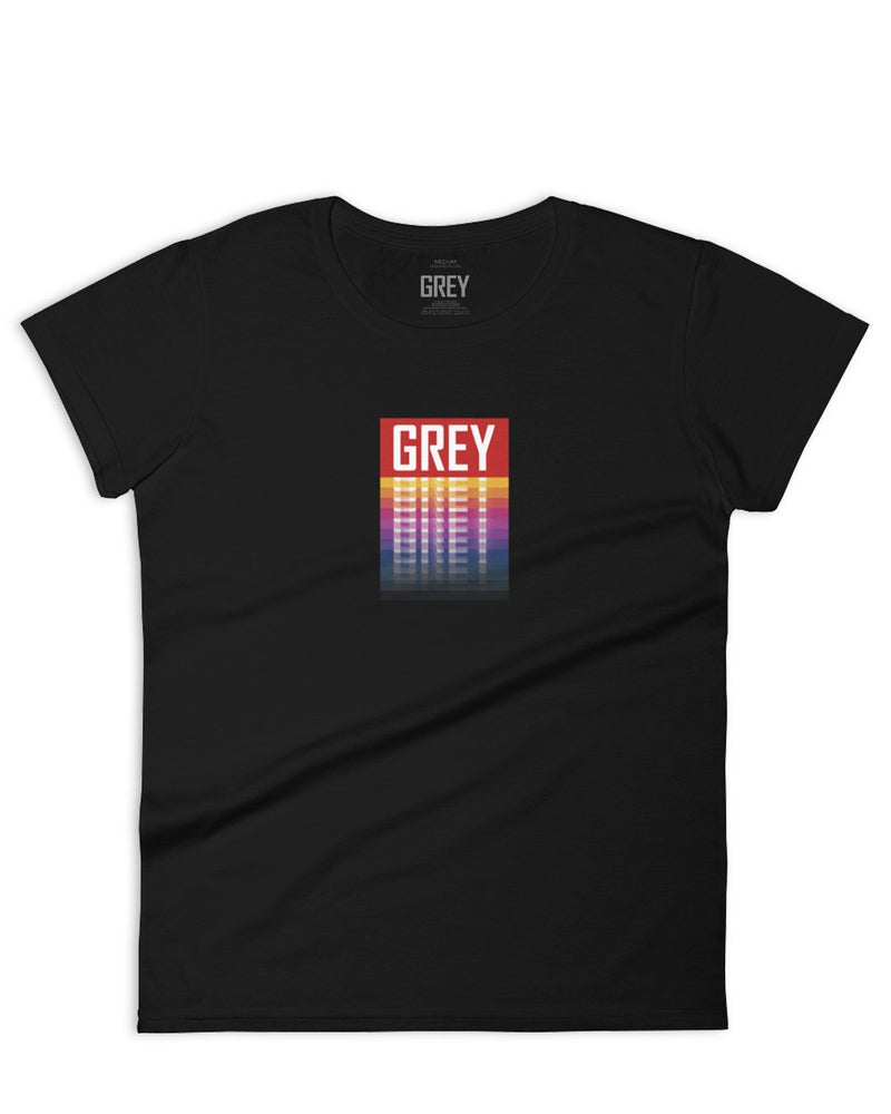 Women's Colorful Box Logo Tee-T-Shirt-Black-S-GREY Style