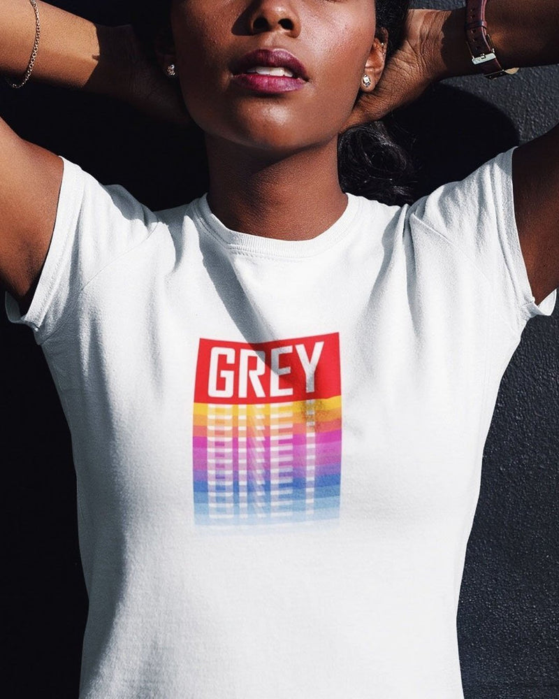 Women's Colorful Box Logo Tee-T-Shirt-White-S-GREY Style