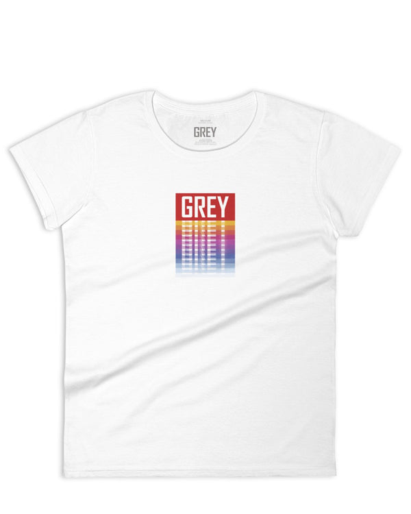 Women's Colorful Box Logo Tee-T-Shirt-White-S-GREY Style