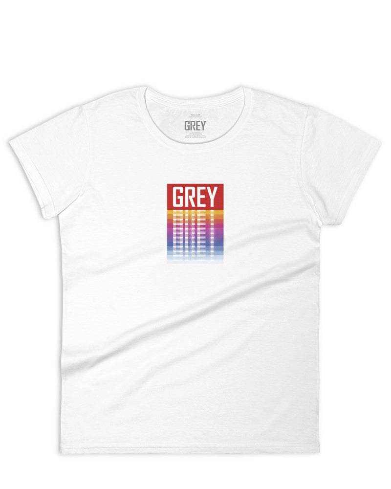 Women's Colorful Box Logo Tee-T-Shirt-White-S-GREY Style