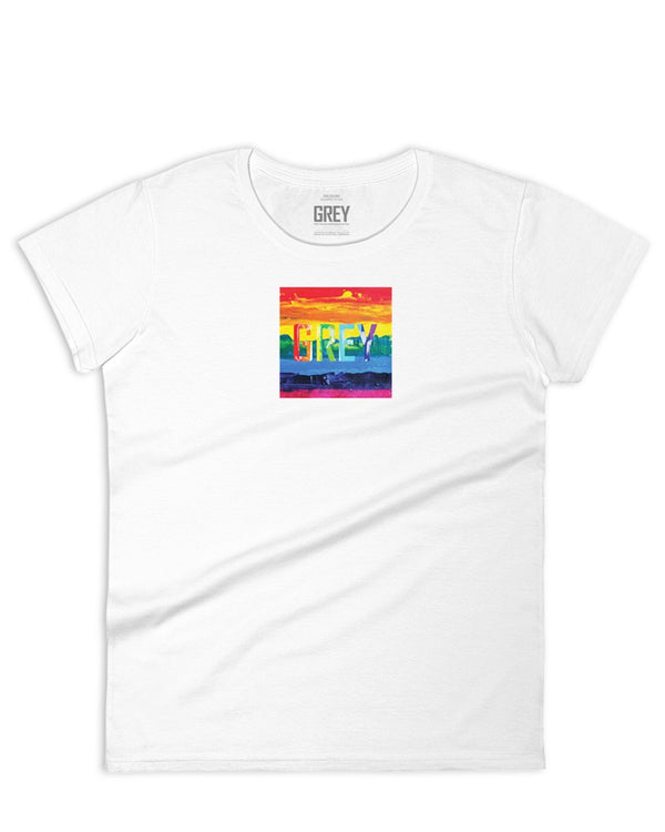 Women's LGBTQ Pride Edition Signature Logo Tee-T-Shirt-White-S-GREY Style