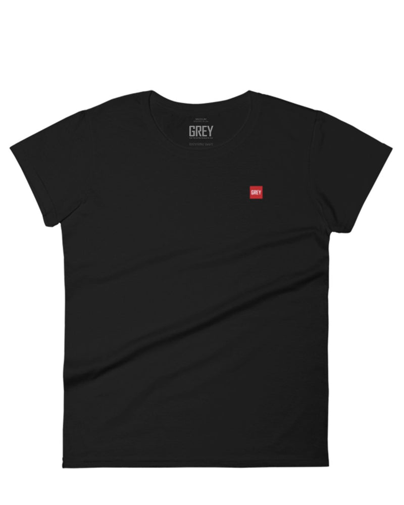Women's Short Sleeve Mini Box Logo Tee-T-Shirt-Black-S-GREY Style