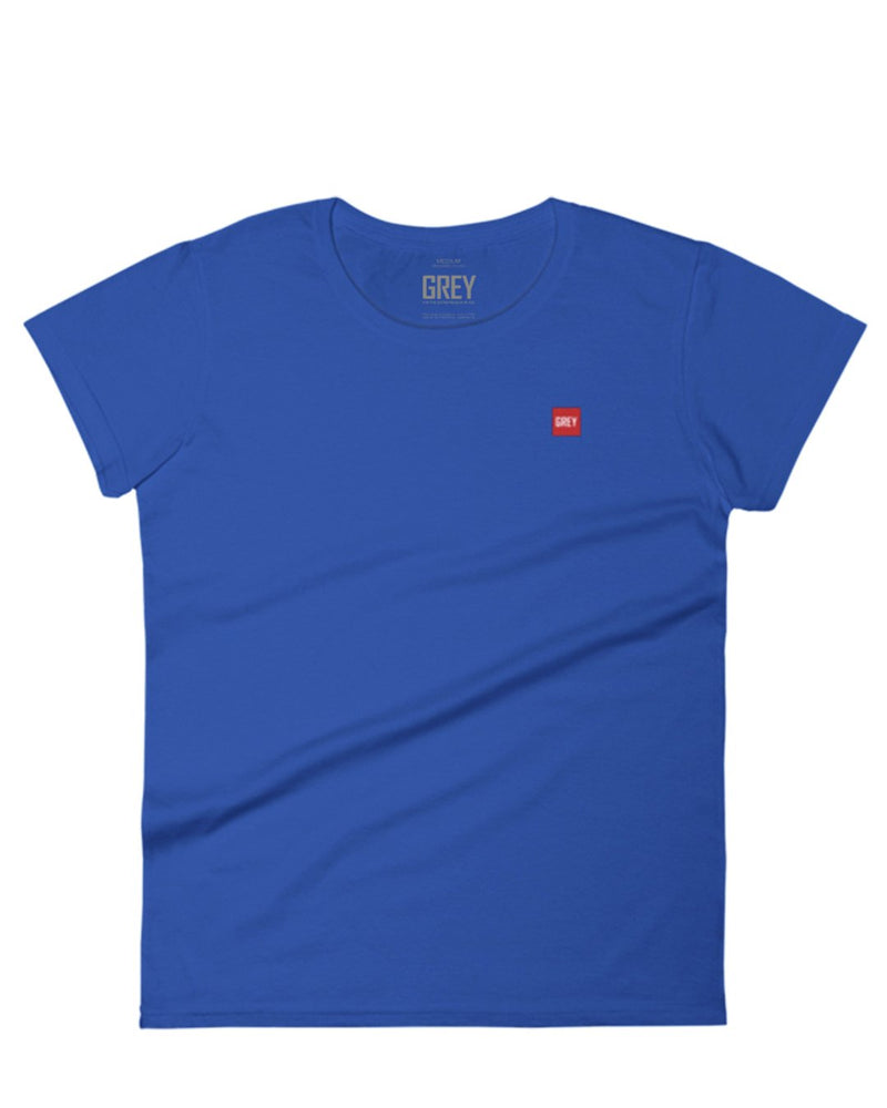 Women's Short Sleeve Mini Box Logo Tee-T-Shirt-Navy-S-GREY Style