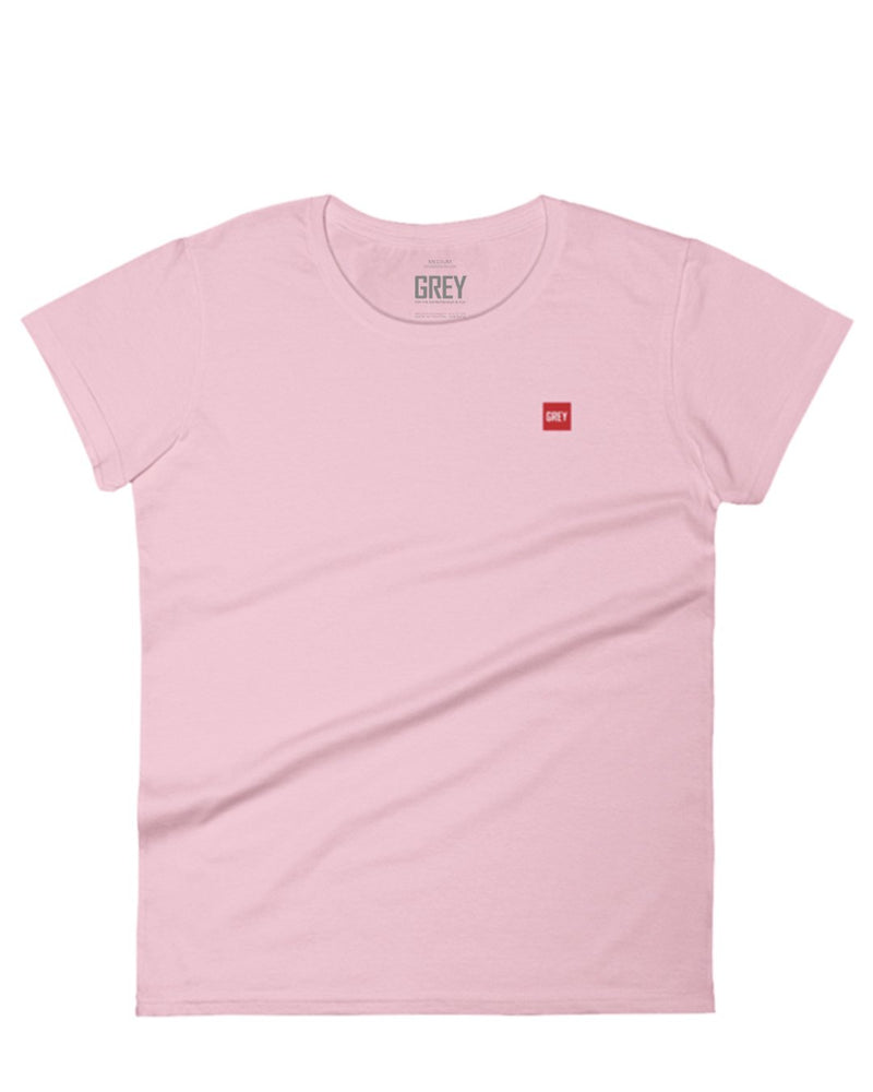 Women's Short Sleeve Mini Box Logo Tee-T-Shirt-Pink-S-GREY Style