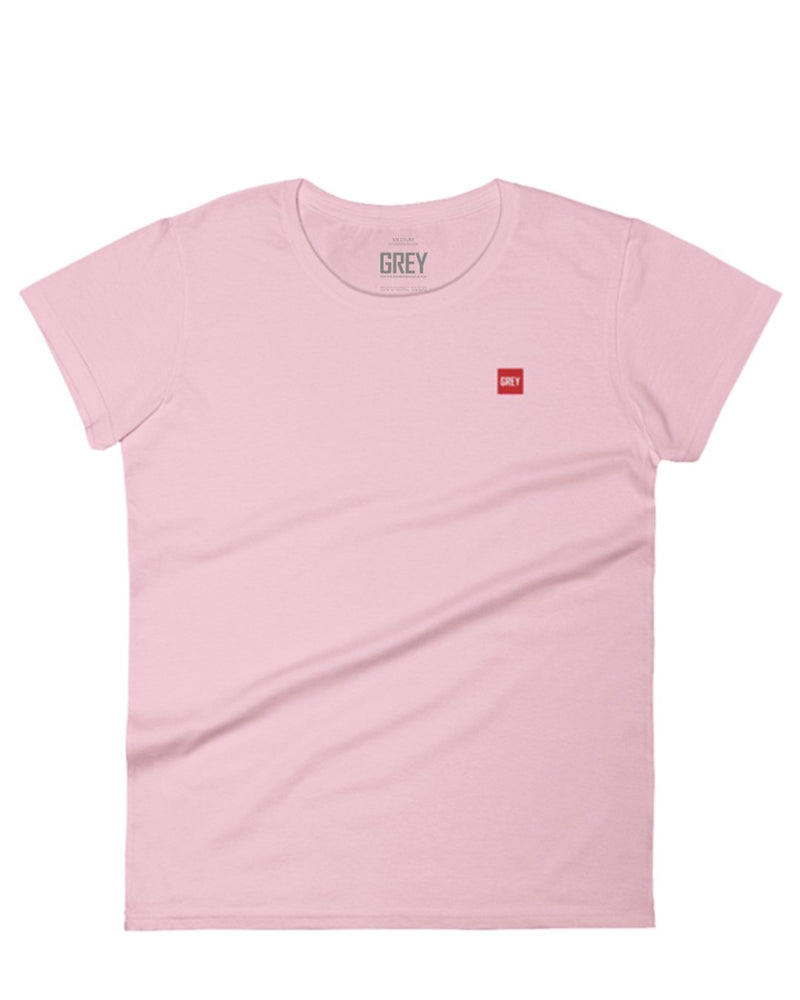 Women's Short Sleeve Mini Box Logo Tee-T-Shirt-White-S-GREY Style