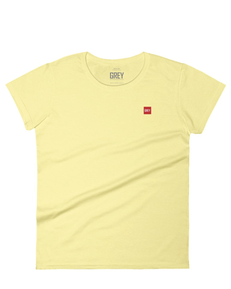 Women's Short Sleeve Mini Box Logo Tee-T-Shirt-Yellow-S-GREY Style