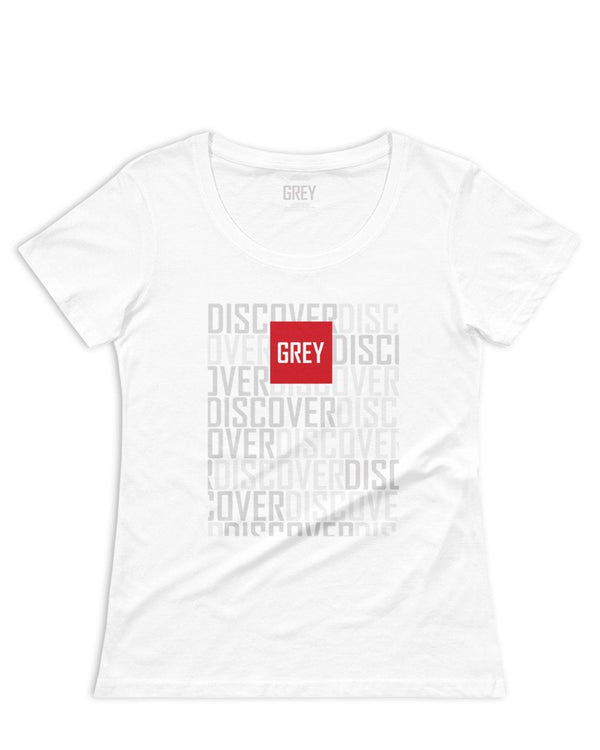 Women's Signature Red Box Logo Scoop Neck Tee (Ver. 3)-T-Shirt-White-XS-GREY Style