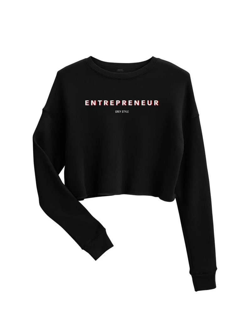 Entrepreneur Crop Sweatshirt-Sweatshirt-Black-S-GREY Style