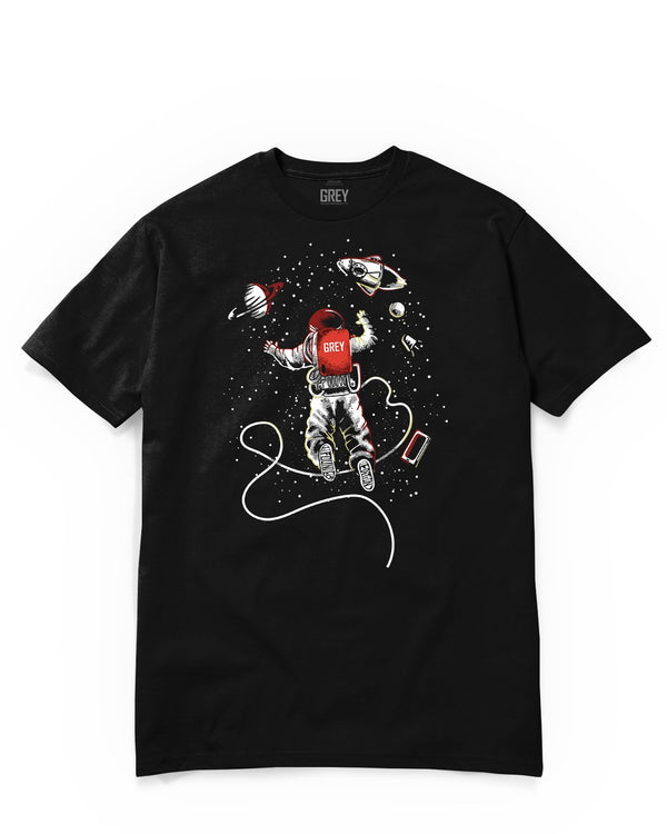 Exploring Astronaut Tee-T-Shirt-Black-XS-GREY Style