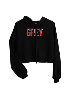 Large Font Crop Hoodie-Sweatshirt-Black-S-GREY Style